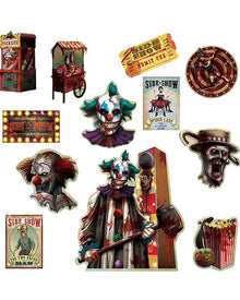 Freak Show Carnival Cutouts Pack of 12 For Halloween