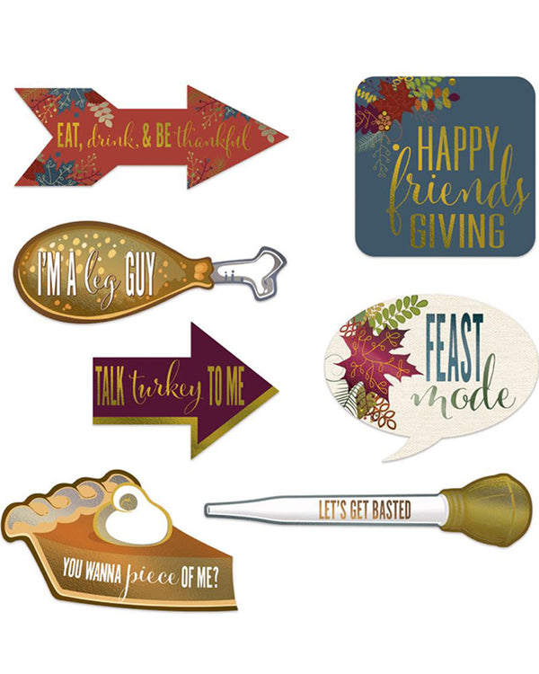 Friendsgiving 33cm Foil Photo Fun Signs Cutouts Pack of 7