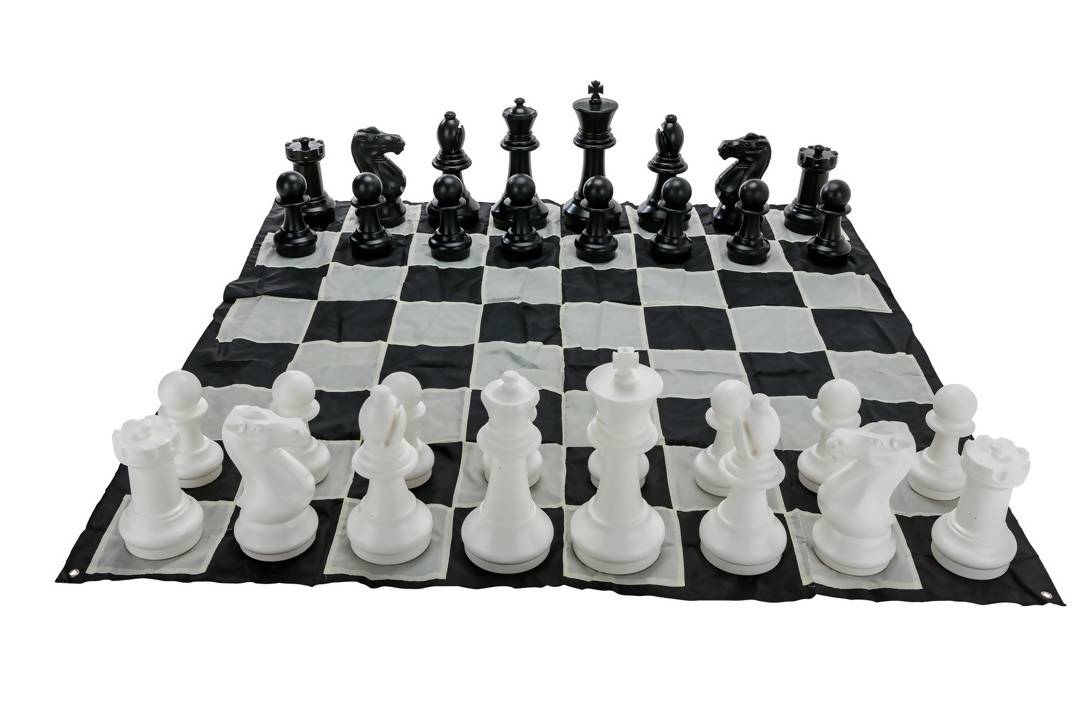 Mega Size Plastic Outdoor Chess Game Set with Mat 1.5x1.5m