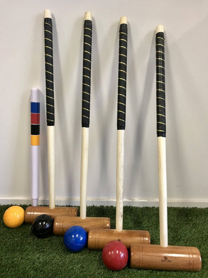 Championship Hardwood Croquet Mallet Set Game 4 Player Set with Carry Bag