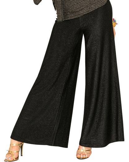 Funky Black Sparkle 70s Plus Size Womens Palazzo Pants