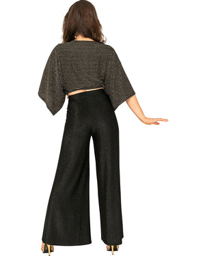 Groovy Lurex 70s Plus Size Womens Wrap Shirt