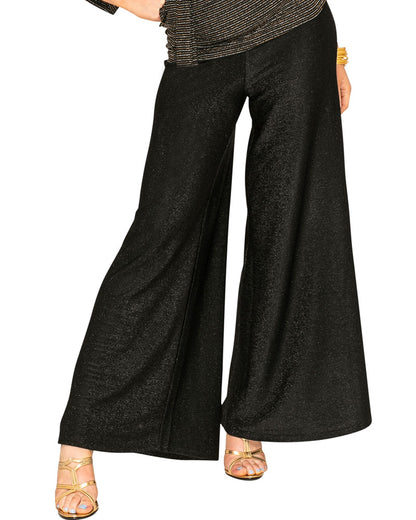 Funky Black Sparkle 70s Womens Palazzo Pants