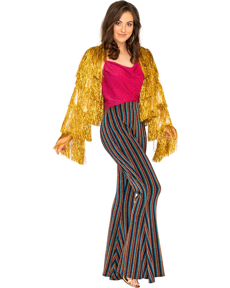 70s Funky Fringe Gold Disco Plus Size Womens Jacket