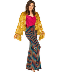 70s Funky Fringe Gold Disco Plus Size Womens Jacket
