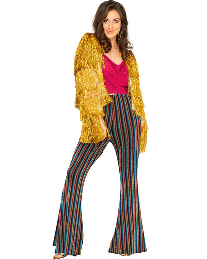 70s Funky Fringe Gold Disco Plus Size Womens Jacket