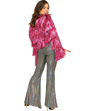 70s Funky Fringe Pink Disco Plus Size Womens Jacket