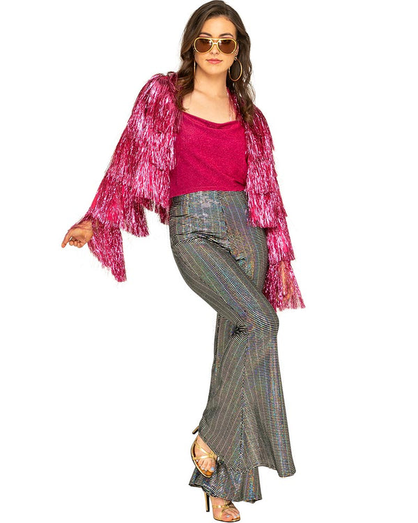 70s Funky Fringe Pink Disco Womens Jacket