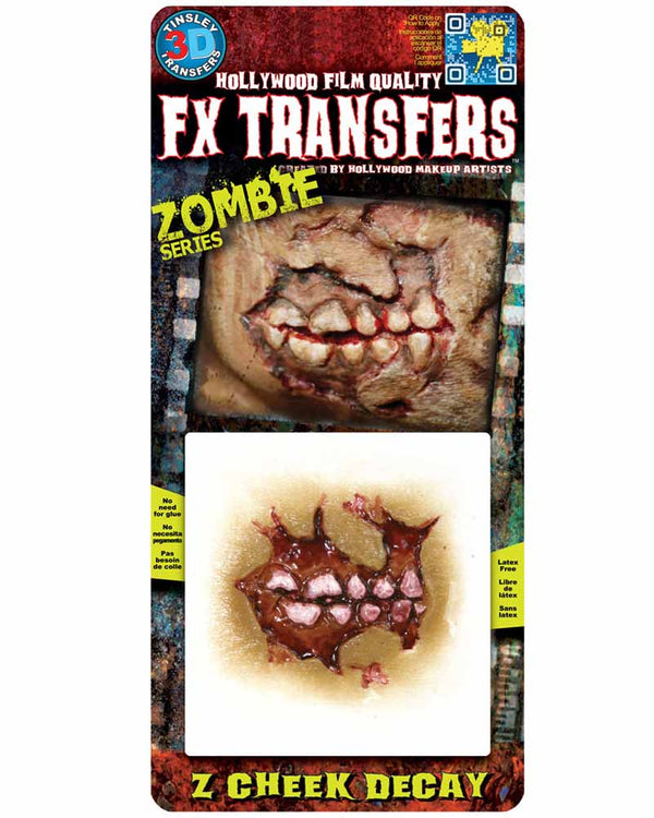 3D FX Transfers Zombie Cheek Decay Wound