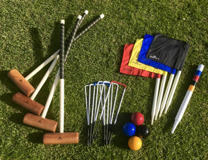 Championship Hardwood Croquet Mallet Set Game 4 Player Set with Carry Bag