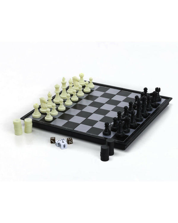 3 in 1 Magnetic Chess Checkers and Backgammon Foldable Board