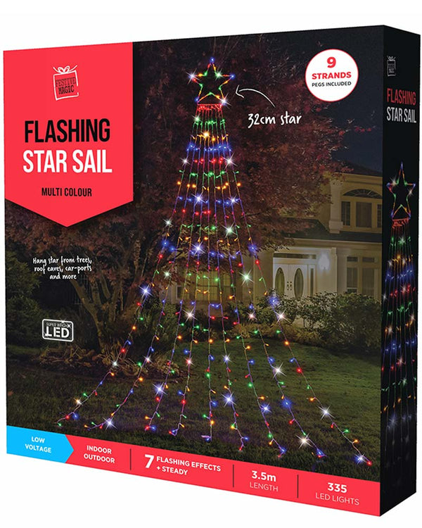 Garden Star Multi-Coloured Cascade Christmas LED Lights 3.5m