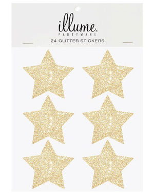 Christmas Gold Glitter Star Sticker Seals Pack of 24