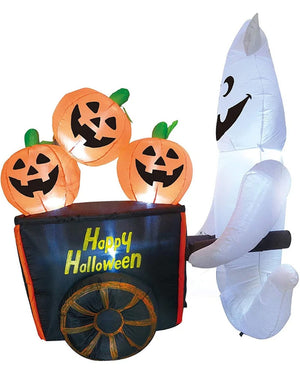 Ghost Pushing Pumpkin Cart Lawn Inflatable 1.8m