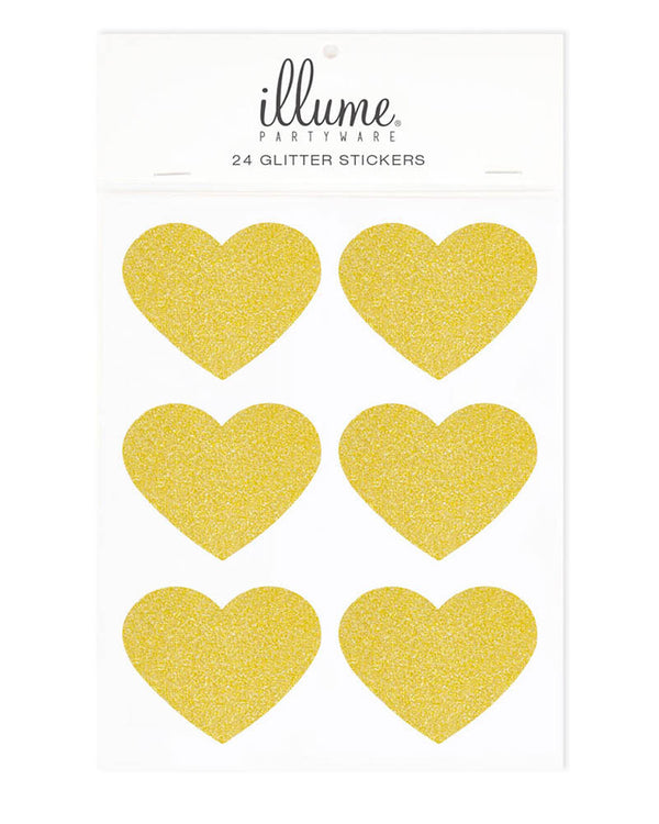 Gold Glitter Heart Sticker Seals Pack of 24