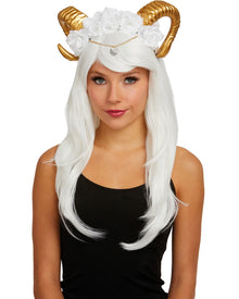Gilded Rams Horn Headpiece For Halloween