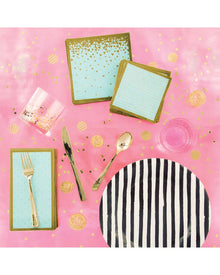 Gilded Geo Hearts Pink and Blue Lunch Napkins Pack of 16