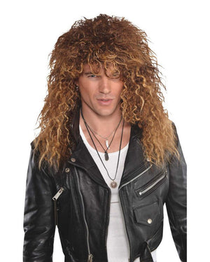 80s Glam Rock Long Curly Brown Wig