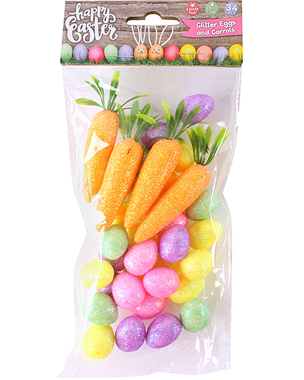 Glitter Eggs and Carrots Pack of 34