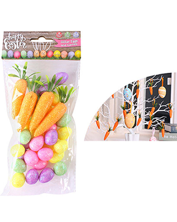 Glitter Eggs and Carrots Pack of 34