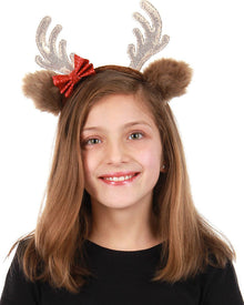 Christmas Glitter Reindeer Bow Deluxe Headband