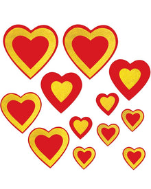 Glittered Heart Cutouts Pack of 12