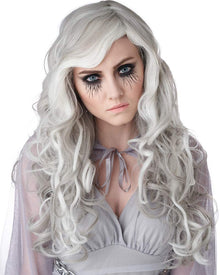 Glow in the Dark Ghost Long Grey Halloween Wig