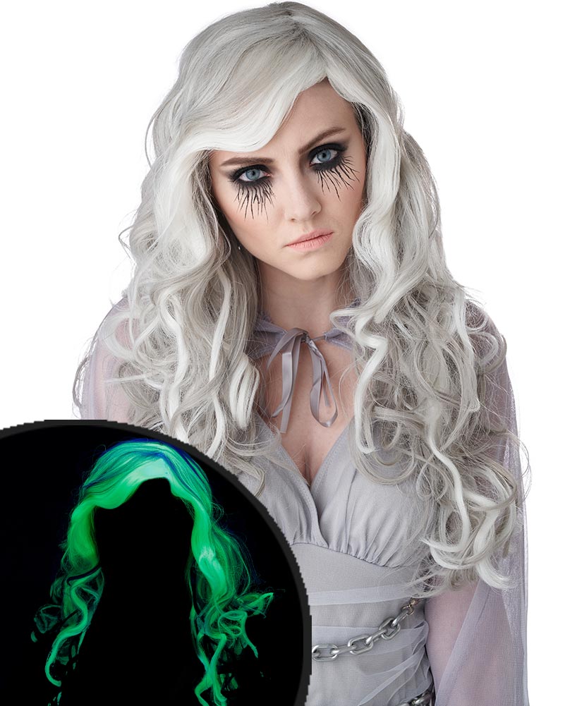 Glow in the Dark Ghost Long Grey Wig