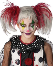 Glow in the Dark Punk Red and Grey Pigtails Halloween Wig