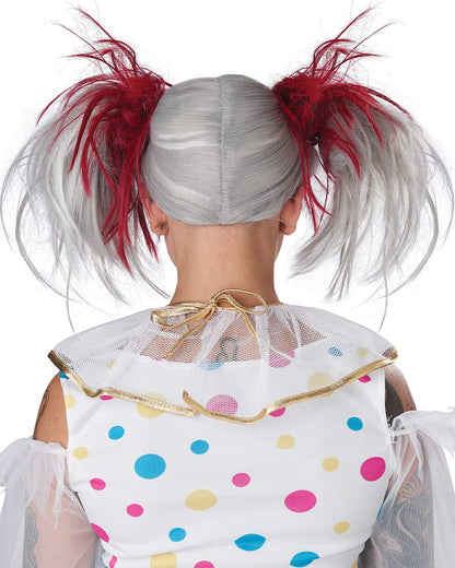 Glow in the Dark Punk Red and Grey Pigtails Wig