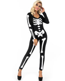 Glow in the Dark Skeleton Bodysuit Womens Halloween Costume