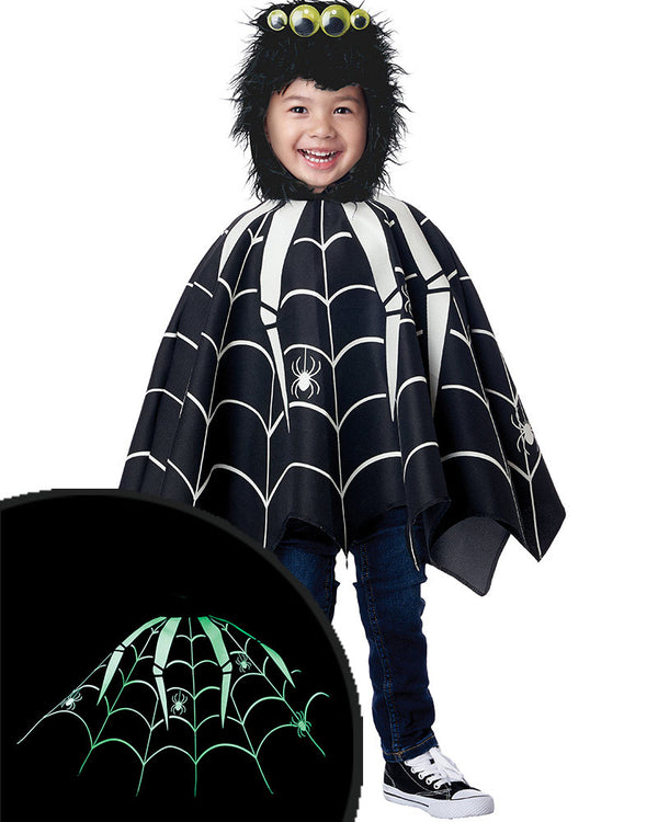Glow in the Dark Spider Poncho Toddler Boys Costume