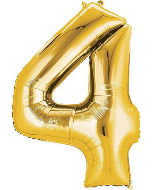 Gold 86cm Number 4 Supershape Foil Balloon