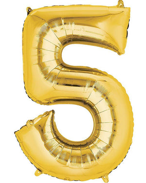 Gold 86cm Number 5 Supershape Foil Balloon