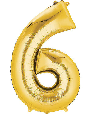 Gold 86cm Number 6 Supershape Foil Balloon