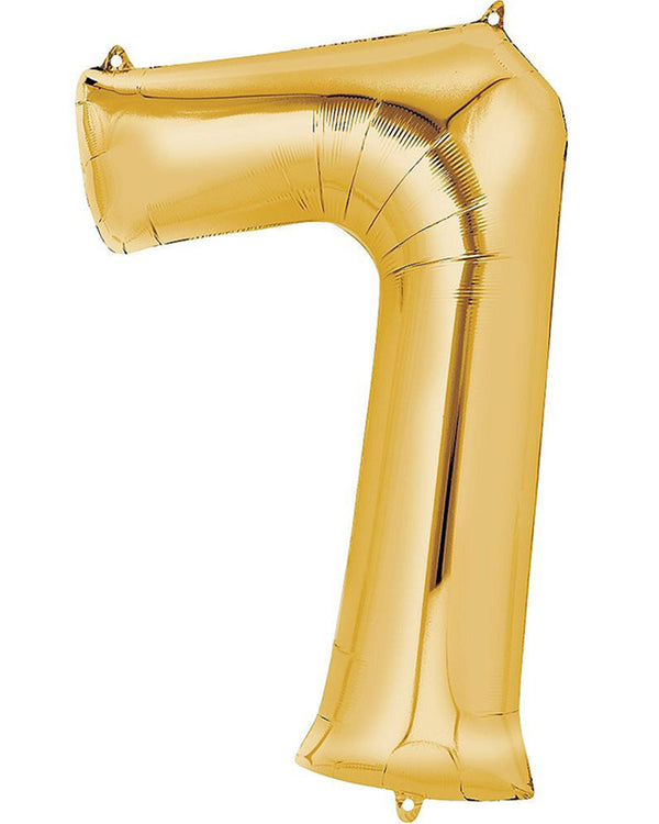 Gold 86cm Number 7 Supershape Foil Balloon.
