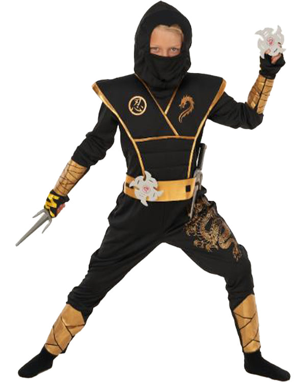 Gold and Black Dragon Ninja Boys Costume