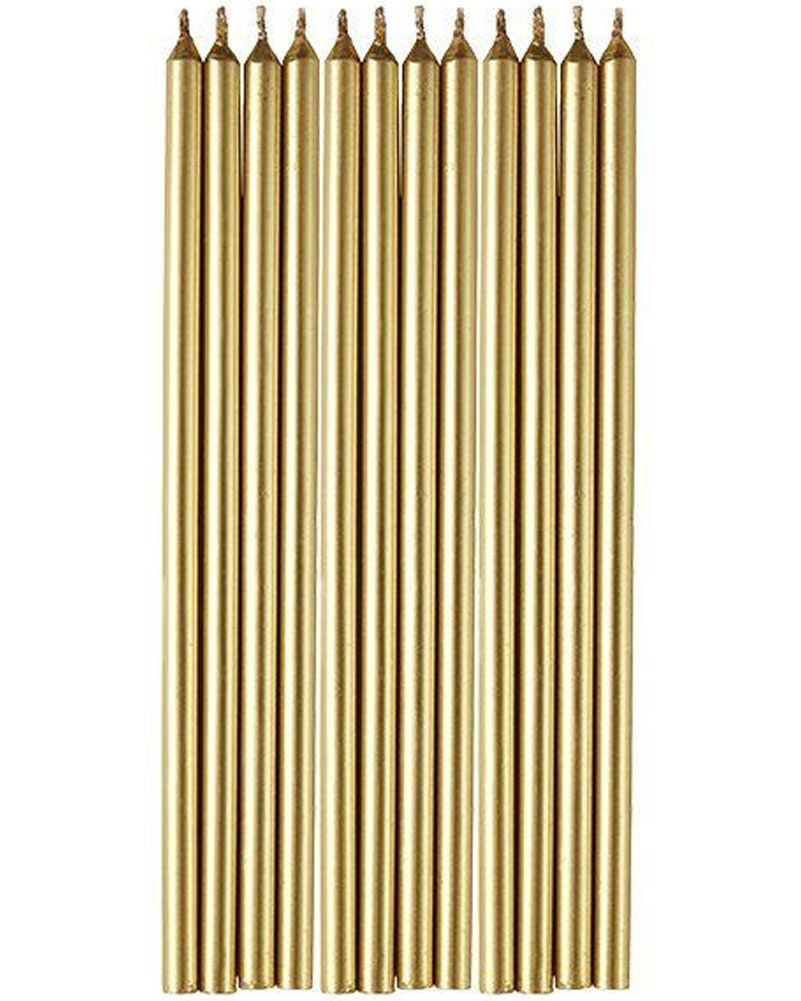Gold Dinner Candles Pack of 12