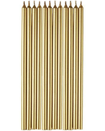 Gold Dinner Candles Pack of 12