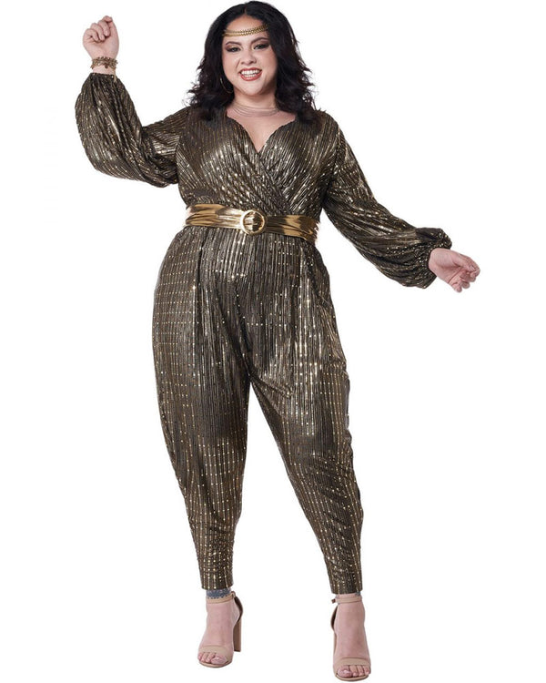 70s Gold Disco Queen Womens Plus Size Costume