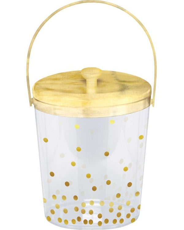 Gold Dotted Clear Plastic Ice Bucket