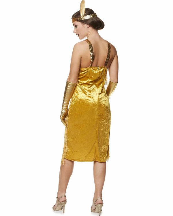 20s Gold Flapper Dress Womens Costume