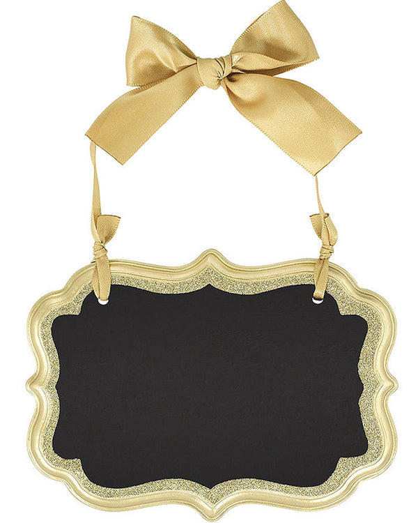 Christmas Gold Glitter and Bow Small Chalkboard Sign