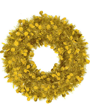 Image of large gold tinsel wreath