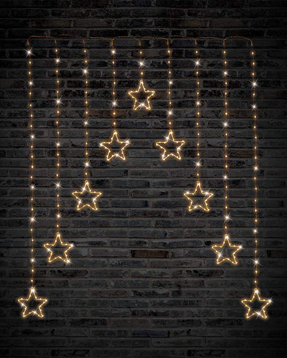 Gold LED Wire Star Curtain 1.2m