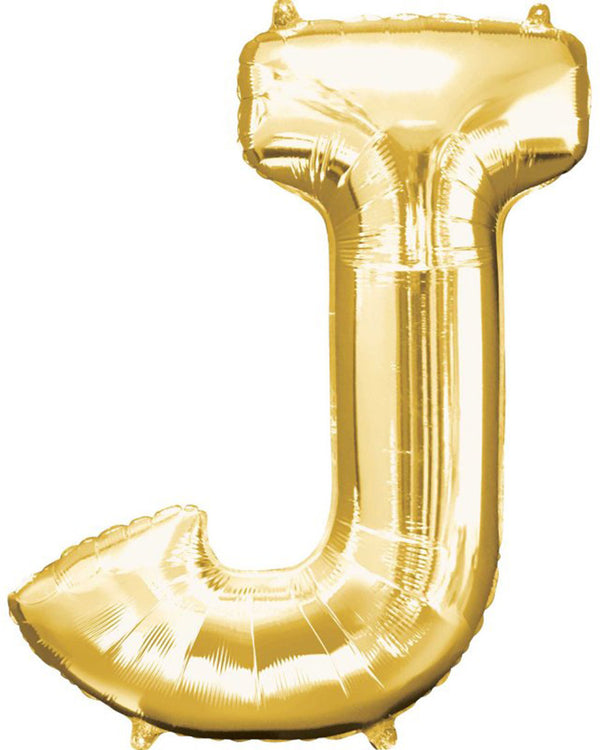 Gold Letter J Supershape 86cm Balloon