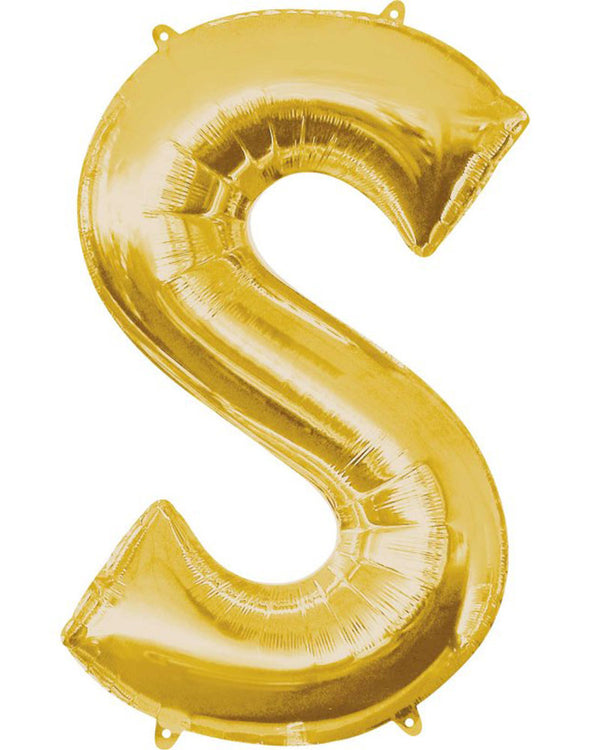 Gold Letter S Supershape 86cm Balloon