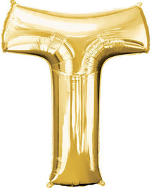 Gold Letter T Supershape 86cm Balloon