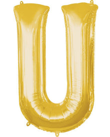 Gold Letter U Supershape 86cm Balloon
