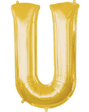 Gold Letter U Supershape 86cm Balloon